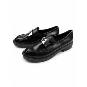 ASOS Vintage Y2K Black Chunky Platform Silver Loafers Women's Size 7